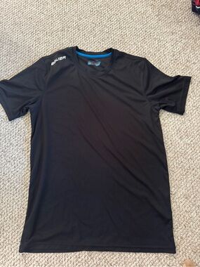 Bauer Black Tee with Blue Neck Detail